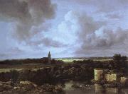 Jacob van Ruisdael an extensive landscape with a ruined castle and a village church china oil painting reproduction